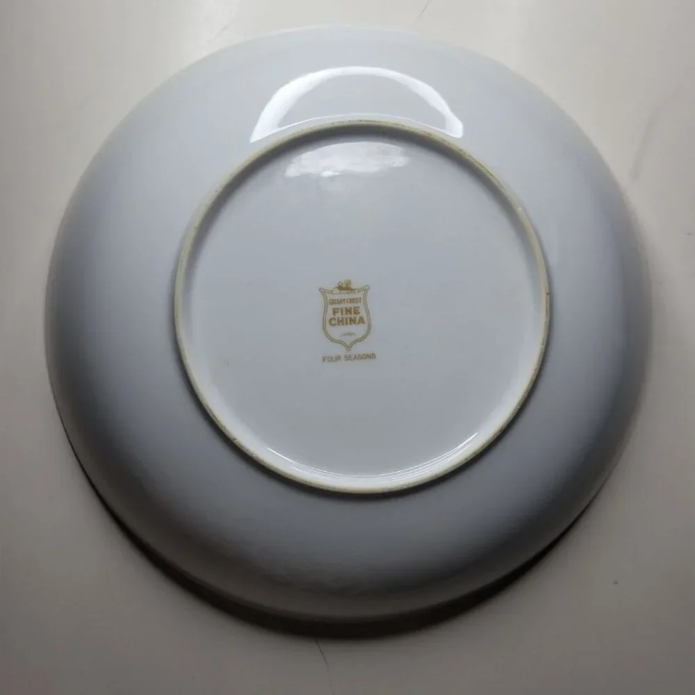 Grant Crest Four Seasons Fine China Japan Serving Bowl 9 Inch‎ Blue Leaves